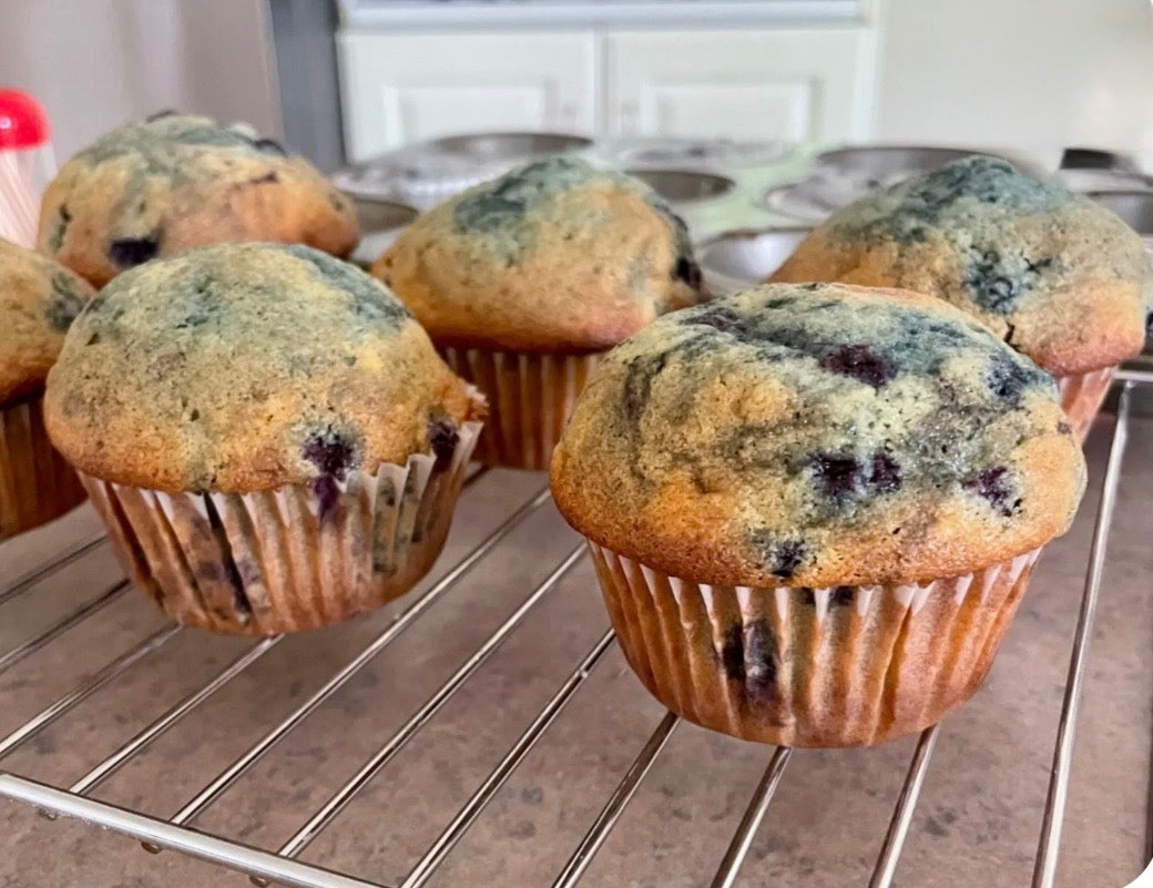Sourdough Blueberry Crumble Muffins